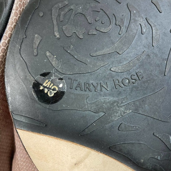 Taryn Rose Pumps Womens 7.5 Taupe Brown Snake Leather Pumps Heels Peep Toe Italy - Picture 7 of 10